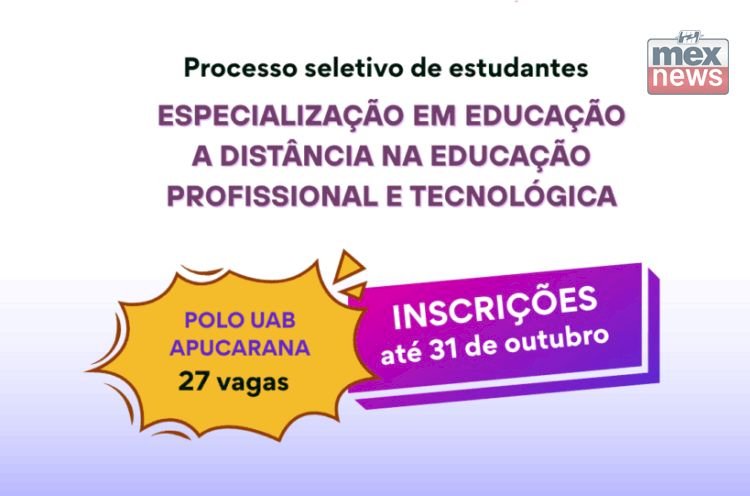 IFPR abre 27 vagas para especialização em educação a distância em Apucarana