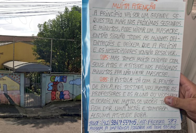 Carta encontrada em CMEI e relato da PM trazem novos detalhes sobre sequestro em Curitiba